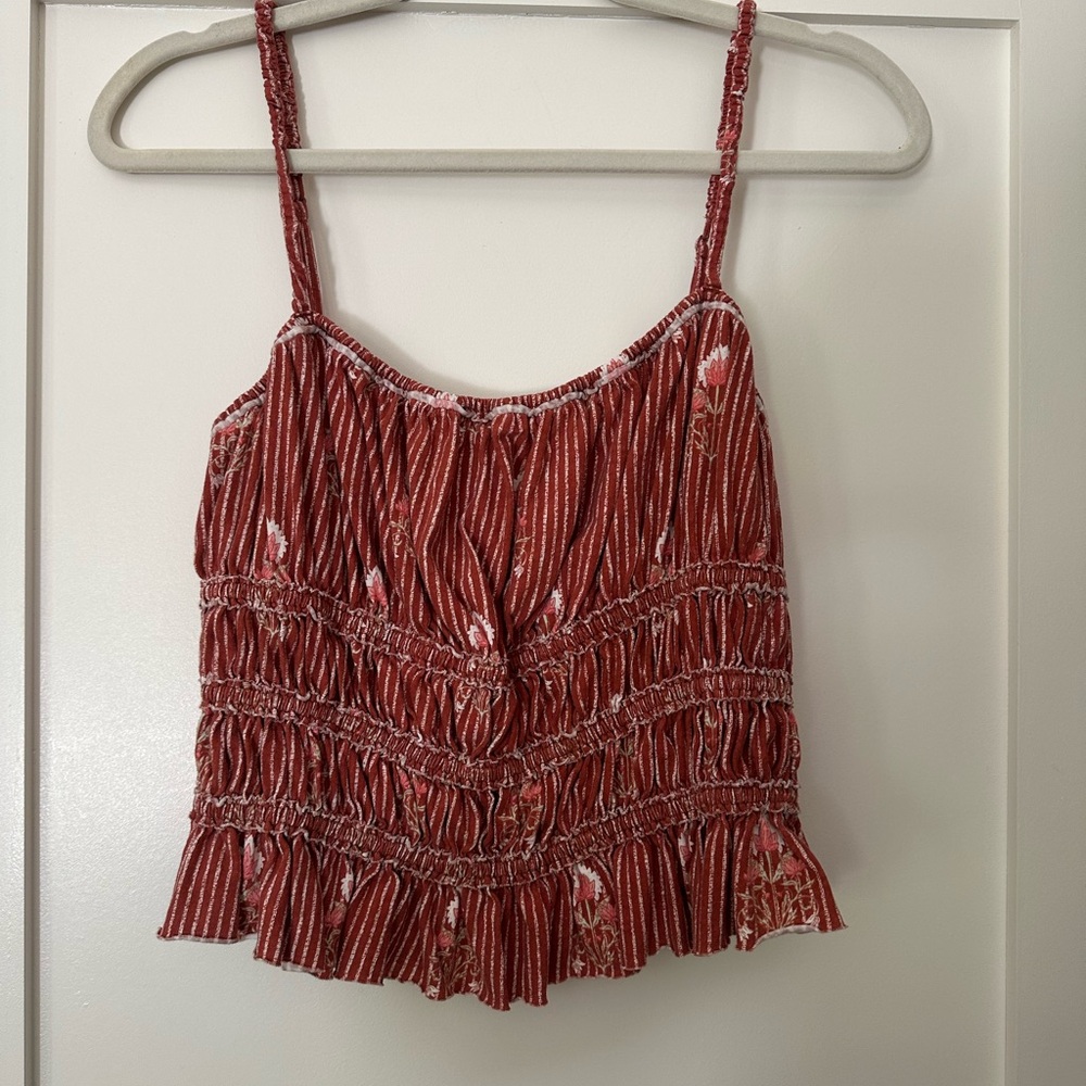 Free People Floral Ruffle Top